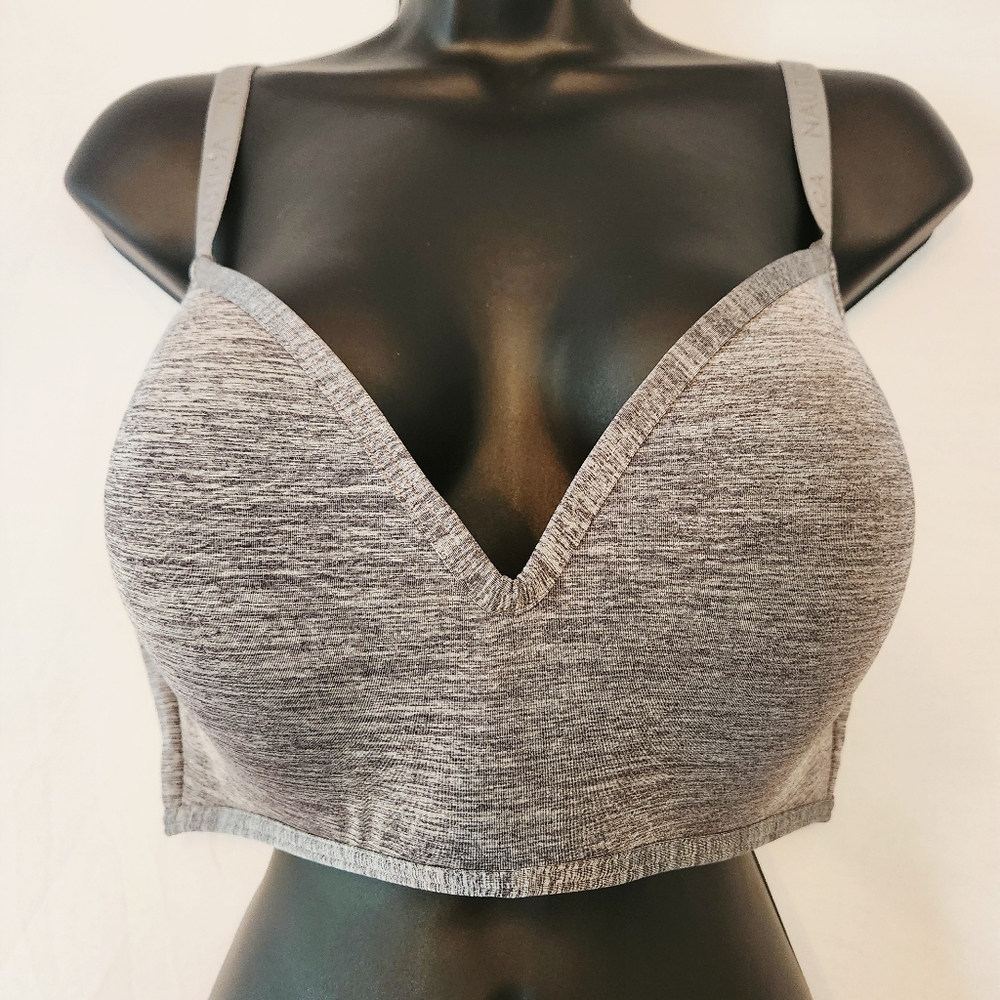 Nautica Intimates Women Bra 40DD Light Gray Wireless Adjustable Straps Hook Eye